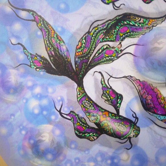 Koi Fish Bubble Circle Art Cotton Giclee Canvas Wrap Limited Edition - Picture 6 of 7